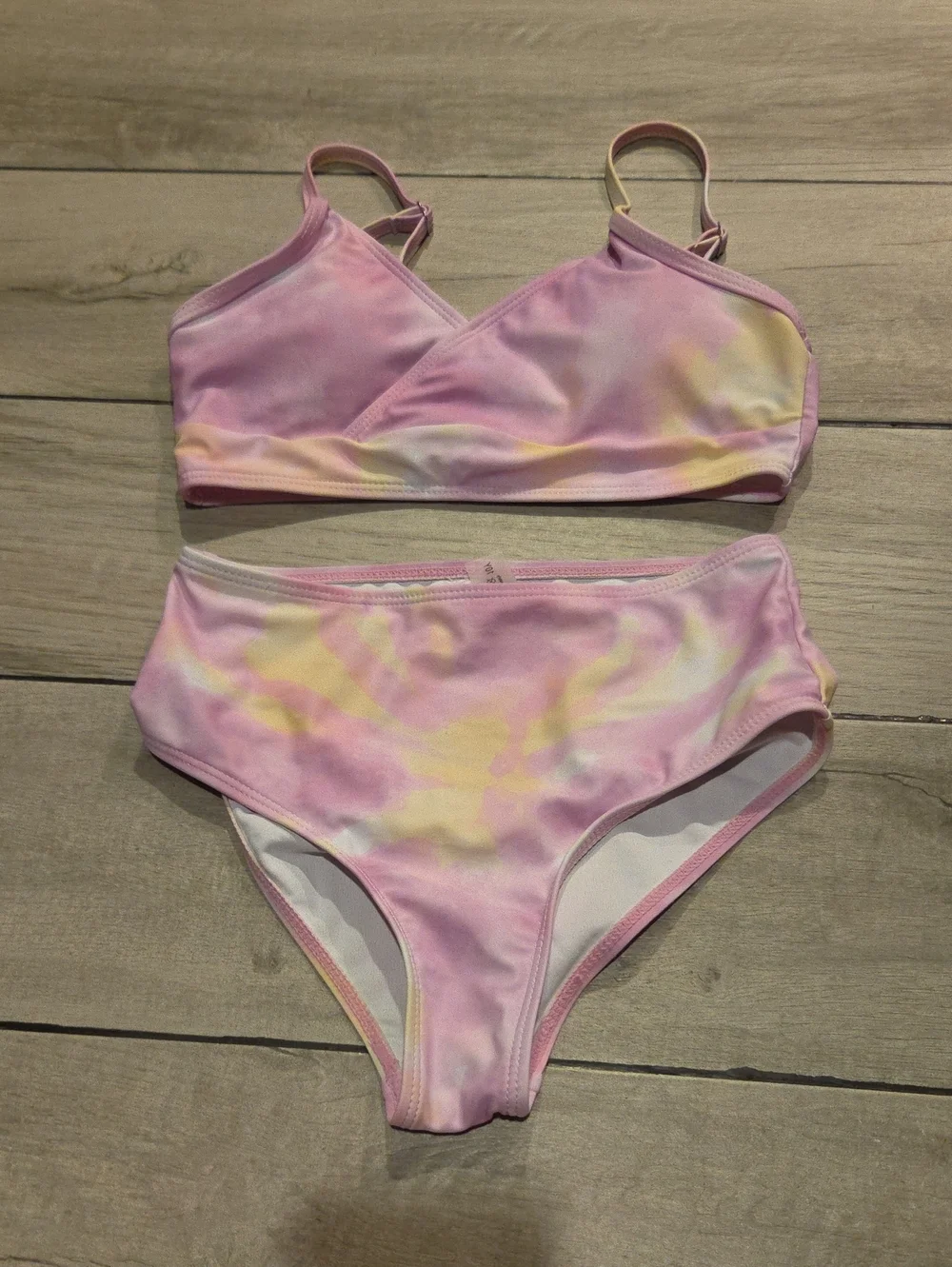 🍁Pink Yellow Tie-Dye Two-Piece Bikini Set